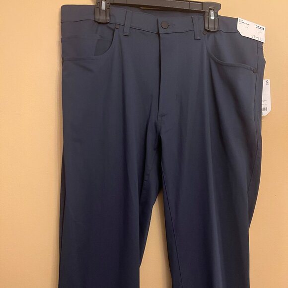 Stylus 5 Pocket Pant Mens Slim Fit Flat Front Pant Size 36x34, Blue - Picture 4 of 7